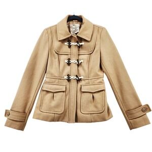 Tulle Womens Medium Camel Tan Wool Blend Toggle Coat Jacket J8044